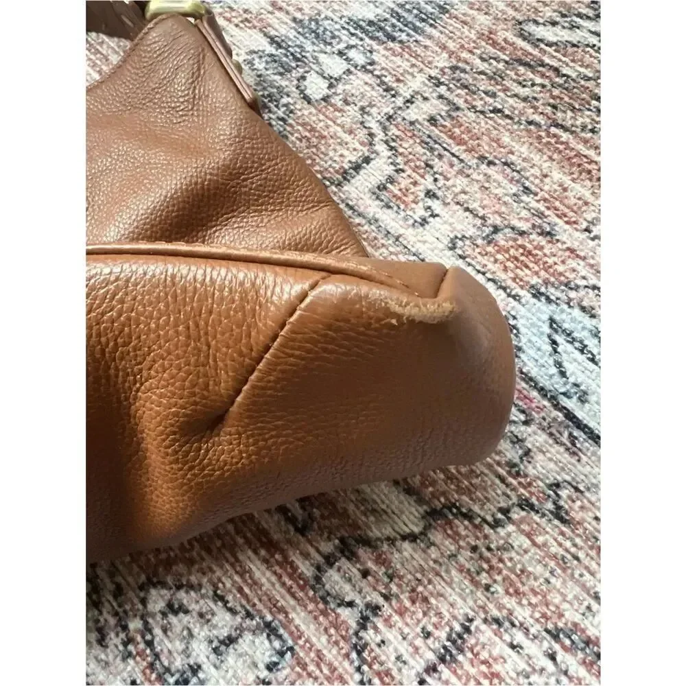 KOOBA Pebbled Leather Hobo Bag Luggage Brown Genuine Leather Purse